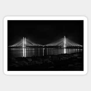 Indian River Bridge At Night In Black and White Sticker